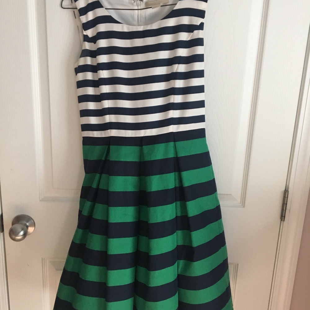 Banana Republic Green, White, and Navy Dress
